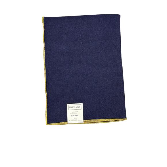 Vintage Pearce Atlas Navy Wool Blanket WPL 1951 42” 62” New with Original Tag! - Picture 1 of 4